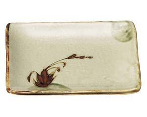 【まとめ買い10個セット品】和食器 オ468-628 織部流し芦絵 角5.5皿【キャンセル/返品不可】【メイチョー】