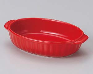 【まとめ買い10個セット品】 カ605-308 レッド両手楕円グラタン【キャンセル/返品不可】【メイチョー】