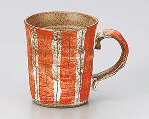 【まとめ買い10個セット品】 ロ618-318 線彫十草マグ(赤)【キャンセル/返品不可】【メイチョー】