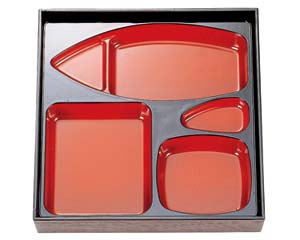 【まとめ買い10個セット品】 ヌ700-078 [A]8.5寸松花堂用舟型仕切 朱天黒【キャンセル/返品不可】【メイチョー】