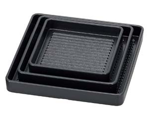 【まとめ買い10個セット品】和食器 エ711-266 [TA]ABS角波皿 黒(塗無)エンボス加工16cm角[洗] 【キャンセル/返品不可】【開業プロ】