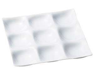 【まとめ買い10個セット品】 エ716-018 [A]ナインホールプレート 陶磁器調白[S・H塗]【キャンセル/返品不可】【メイチョー】