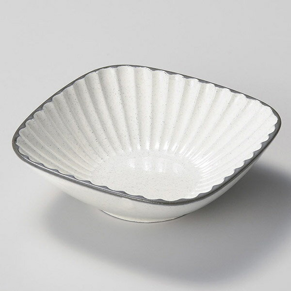 【まとめ買い10個セット品】和食器 ハ049-058 黒土化粧しのぎ4.5角鉢(ホワイト)【メイチョー】