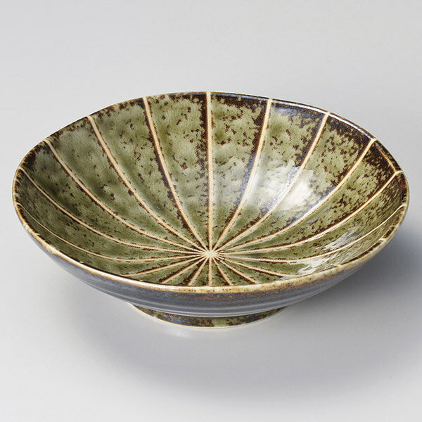 和食器 キ053-098 深緑十草 5.5浅鉢【メイチョー】