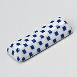 【まとめ買い10個セット品】和食器 ミ291-318 青市松 枕形箸置【メイチョー】