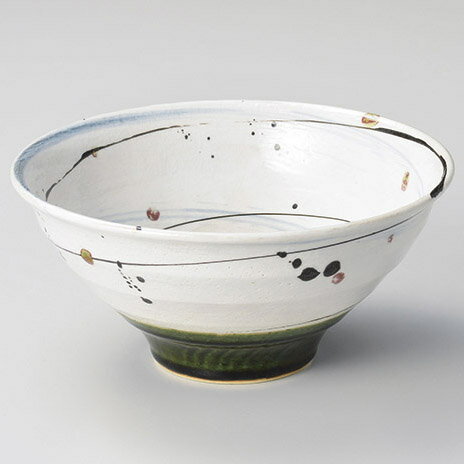 【まとめ買い10個セット品】和食器 ユ318-028 織部粉引乱線リム麺丼(大)【メイチョー】