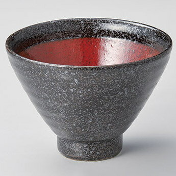 【まとめ買い10個セット品】和食器 ユ343-158 赤柚子黒結晶 笠型丼(大)【メイチョー】