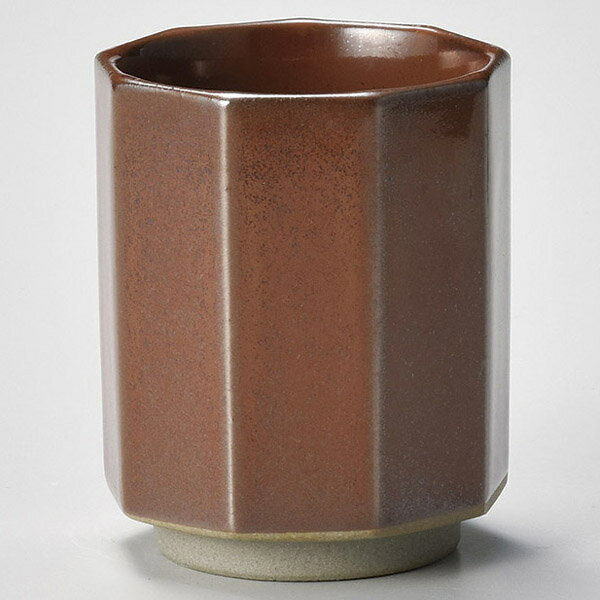 【まとめ買い10個セット品】和食器 テ382-148 柿釉九角湯呑【メイチョー】