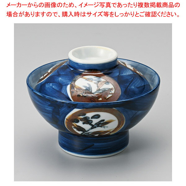 ツ356-318 呉須紋画丸高台蓋丼 【メイチョー】