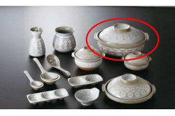 和食器 花三島 10号鍋 37V447-05 まごころ第37集 【キャンセル/返品不可】【メイチョー】