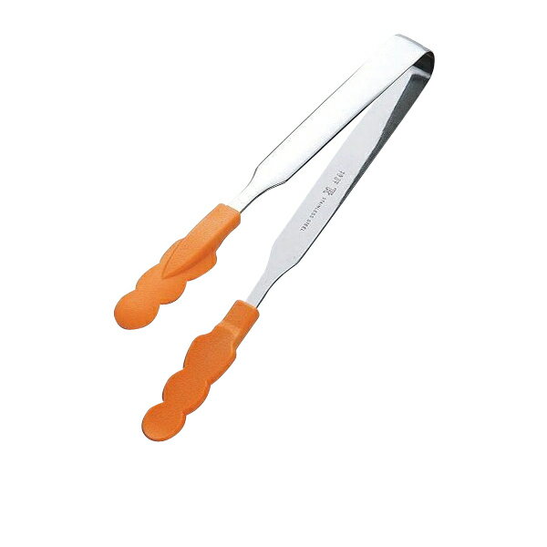 18-0　N抗菌耐熱カラートング　スリム　小　オレンジ 全長:175mm【メイチョー】
