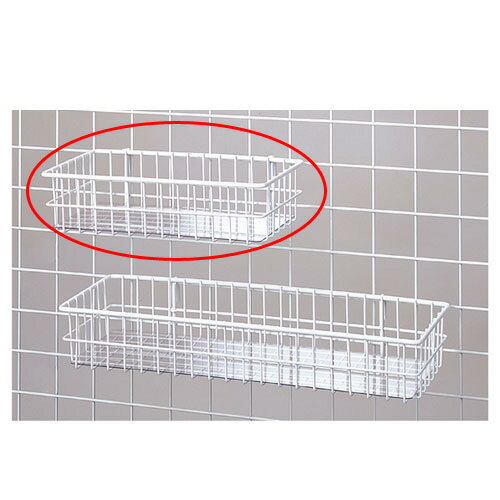 ネット用小物カゴ白W27cm シート付き 61-132-3-1 【店舗什器 ネット什器 ネット用棚・カゴ ネット用小物カゴ 白】【店舗什器 ネット什器 展示 陳列 フレーム サービス ディスプレー 業務用】【メイチョー】