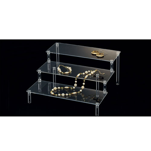【まとめ買い10個セット品】3段ディスプレー 61-155-11-1 【 演出 アクセサリーディスプレイ ガラス・アクリル製 透明3段ディスプレイアクリル 】【...