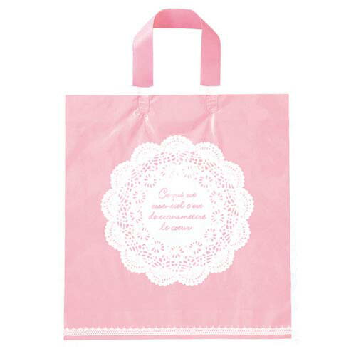 【まとめ買い10個セット品】レース ハンドル付きバッグ 43×38×底マチ10 50枚 61-431-13-3 【 店舗什器 小物 ディスプレー ギフト ラッピ...