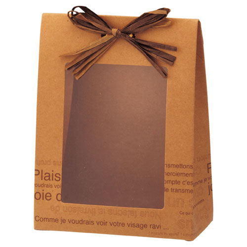 窓付きボックス S カフェオレ 10枚 61-549-85-1 【店舗什器 小物 ディスプレー ギフト ラッピング 包装紙 袋 消耗品 店舗備品】【メイチョー】