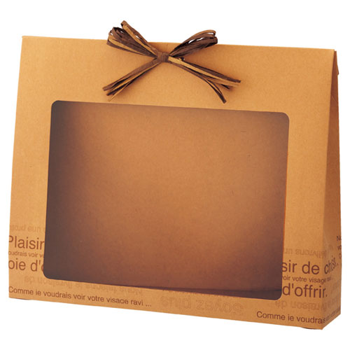 窓付きボックス L カフェオレ 10枚 61-549-85-3 【店舗什器 小物 ディスプレー ギフト ラッピング 包装紙 袋 消耗品 店舗備品】【メイチョー】