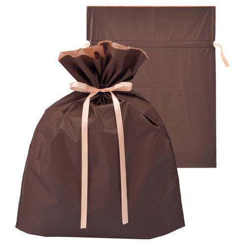 梨地リボン付きギフトバッグLLブラウン 20枚 61-271-6-4 【ラッピング用品 ギフトバッグ リボン付きタイプ 梨地リボン付きギフトバッグ ブラウン】【...