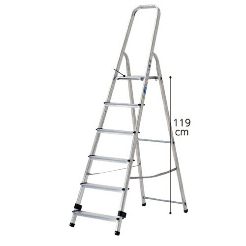 上枠付き脚立6段 H192cm 61-367-12-3 【店舗運営用品 在庫場用品 脚立・踏み台 手すり付き脚立】【工事..