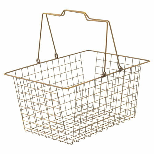 アンティークゴールド ワイヤーバスケット L 61-380-3-3 【店舗運営用品 店内・店外備品 買物カゴ・ショッピングバッグ アンティークゴールド ワイヤーバスケット】【店舗備品 店舗インテリア 店舗改装】【メイチョー】