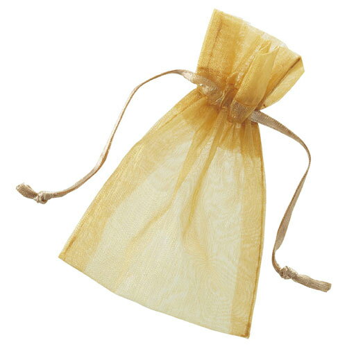 【まとめ買い10個セット品】オーガンジーポーチMゴールド12.5×17cm 10枚 61-269-16-3 【 ラッピング用品 ギフトバッグ リボン付きタイプ オーガンジーポーチ巾着袋 ゴールド ラッピング用品 】【メイチョー】