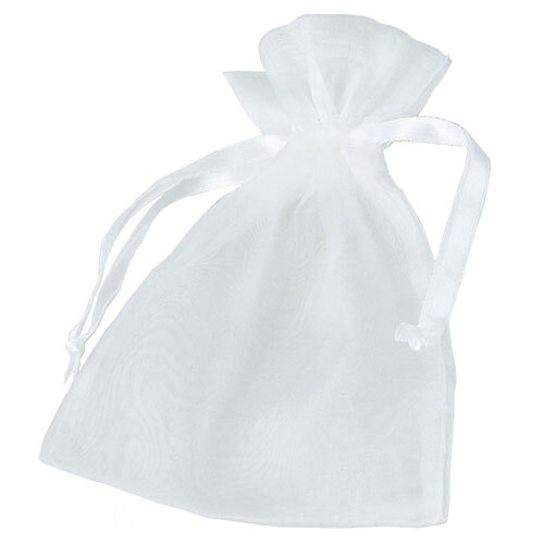 オーガンジーポーチLL白 15×35cm 10枚 61-269-17-5 【ラッピング用品 ギフトバッグ リボン付きタイプ オーガンジー巾着 白 ラッピング用品...