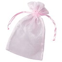 オーガンジーポーチピンク7.5×10cm10枚 61-269-18-1 【ラッピング用品 ギフトバッグ リボン付きタイプ オーガンジー巾着 ピンク ラッピング用...
