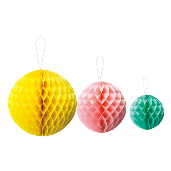 ハニカムボール イエロー1セット 61-781-72-2 【演出・ディスプレイ用品 店内装飾用品 ハンギングデコレーション ハニカムボール ディスプレイ/演出用品】【メイチョー】