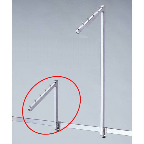 アップフック 傾斜5連掛け H20cm 61-45-2-1 【システム什器 システムオプション 角バー用オプション アップフック 傾斜5連掛け】【店舗什器 パネル 壁面 店舗備品】【メイチョー】