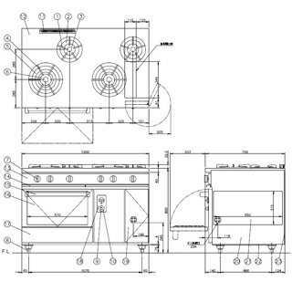 コメットカトウ ガスレンジ XYSシリーズ D=750 レンジタイプ 1200×750×800 XYS-1275A 12A・13A(都市ガス)【メーカー直送/後払い決済不可】【厨房館】