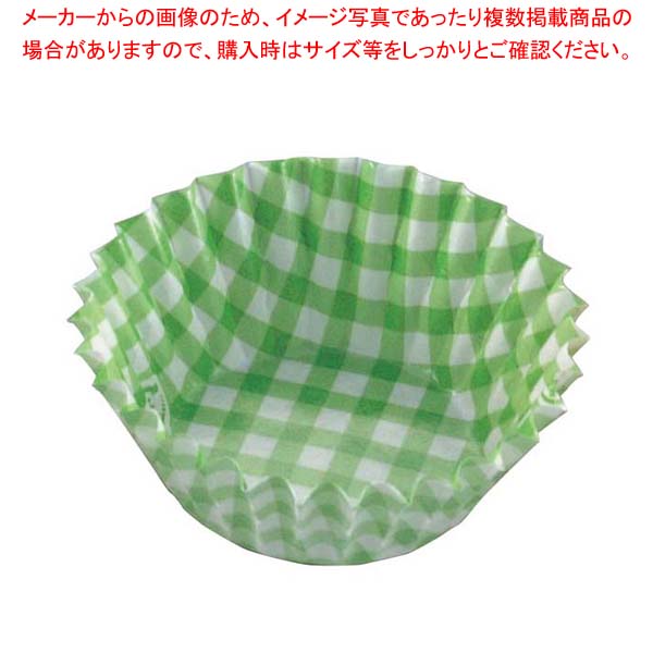 紙ケースカラー(500枚入)5号 深口 チェック緑【厨房館】(3.0)
