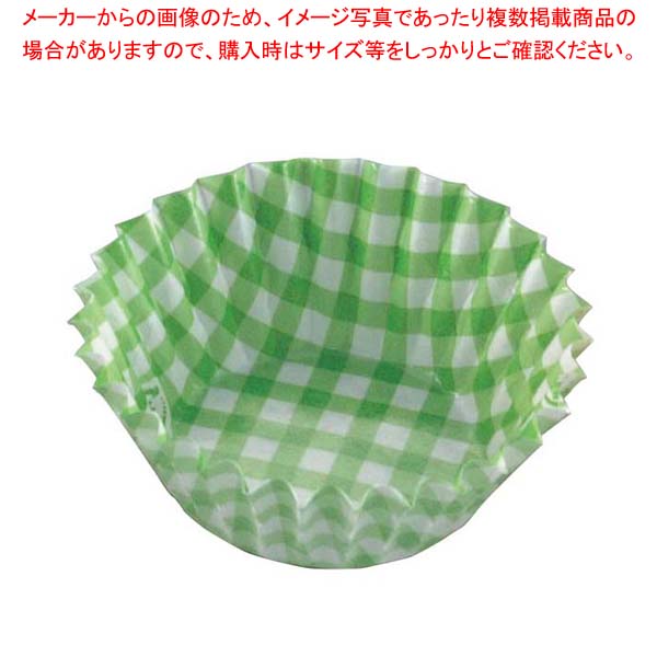 【まとめ買い10個セット品】 紙ケースカラー(500枚入)6号 深口 チェック緑【厨房館】