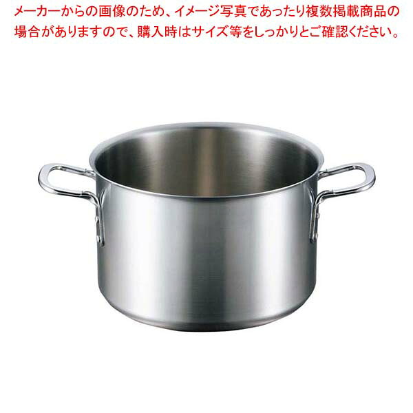 商品の仕様●外寸(mm)：外径：377 底径：310 ●内寸(mm)：φ360 深さ：240●重量：2.5kg●容量：24L●板厚/厚み：2.0●材質：18-8ステンレス(0.45mm) アルミニウム 18-0ステンレス(0.55mm) ●電磁調理器：200V■● 電磁調理器は勿論、あらゆる熱源に適合。● 優れた熱伝導、熱効率はまさにプロ向け。● 軽量化で作業性も抜群● 作業性を考えた大きめのハンドルでキッチンミトンをしたままでも握り易い大きめのハンドルです。● ステンレスの耐久性とアルミの軽さ・熱伝導を兼備。扱いやすさを追求した信頼の日本製。● 鍋を選ぶ際に熱伝導と耐久性は最も重視され、業務用といえば重く、ぶ厚いイメージでした。しかし近年、女性の社会進出や労働人口の高齢化などを背景に軽量化と扱いやすさが強く求められてきています。BISTROシリーズは三層クラッド材を採用し、これらのニーズに高いレベルで応えています。● 200V電磁調理器は非常にパワーがある為、鍋の変形防止・安全面からボリュームは中以下で、鍋の状態、内部の温度には細心の注意をお願いします。※商品画像はイメージです。複数掲載写真も、商品は単品販売です。予めご了承下さい。※商品の外観写真は、製造時期により、実物とは細部が異なる場合がございます。予めご了承下さい。※色違い、寸法違いなども商品画像には含まれている事がございますが、全て別売です。ご購入の際は、必ず商品名及び商品の仕様内容をご確認下さい。※原則弊社では、お客様都合（※色違い、寸法違い、イメージ違い等）での返品交換はお断りしております。ご注文の際は、予めご了承下さい。江部松商事 / EBM ビストロ 三層クラッド 半寸胴鍋 36cm 蓋無【 IH・ガス兼用鍋 】 【厨房館】