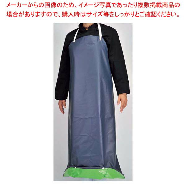 【まとめ買い10個セット品】 抗菌前掛ガードロン 共紐 L 紺/緑【厨房館】