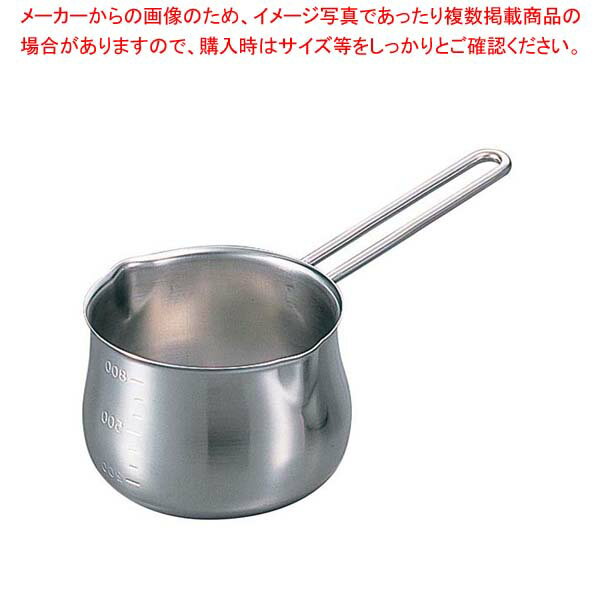 【まとめ買い10個セット品】18-8 ミルクパン(目盛付)13.8cm 1.3L ワイヤーハンドル【厨房館】
