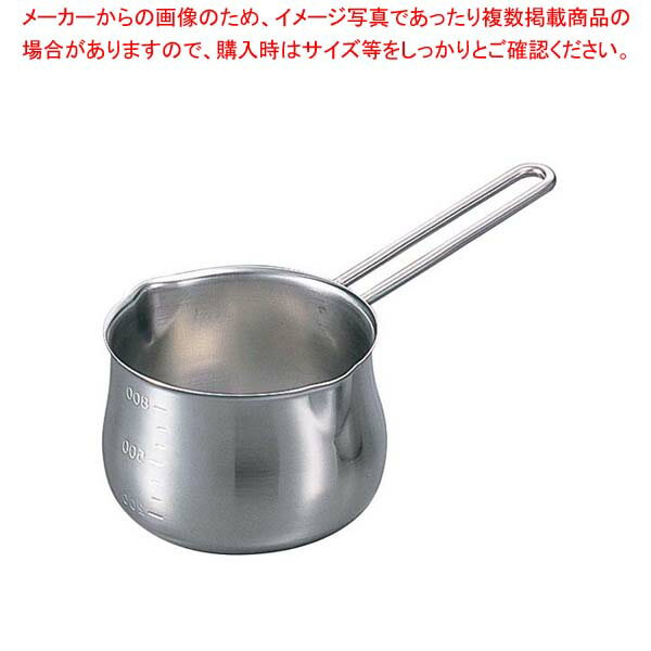 【まとめ買い10個セット品】18-8 ミルクパン(目盛付)12cm 900cc ワイヤーハンドル【 片手鍋 】【厨房館】