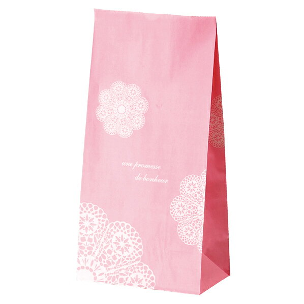 角底 レースィ Sピンク 100枚 13×8×23.5cm 61-306-12-3 【ラッピング用品 ラッピングシリーズ レースィ 角底紙袋 レースィ】【店舗備品 包装紙 ラッピング 袋 ディスプレー店舗】【厨房館】