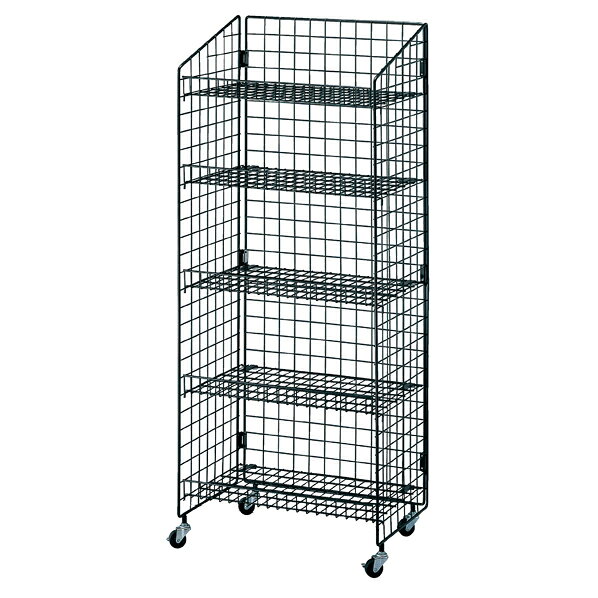 5段ネットラックW92×H150cm 黒 61-436-33-4 【店舗什器 ネット什器 ネットラック ネットラック ネット棚展開 W92cm】【厨房館】
