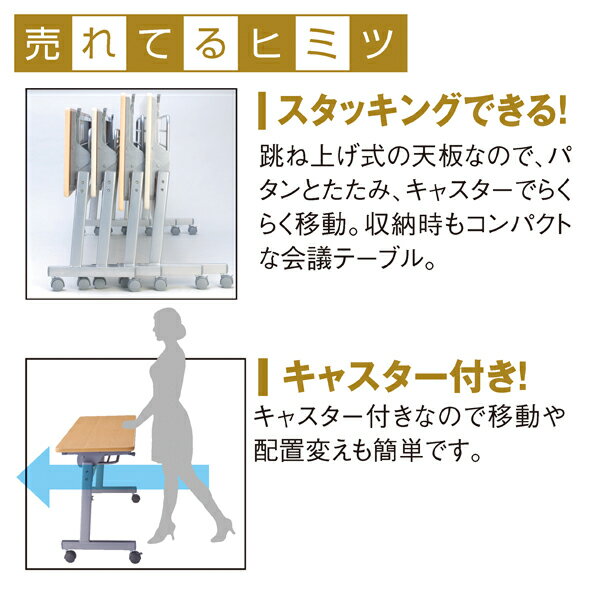 跳ね上げ式会議テーブルW120×D60 ナチュラル 61-433-34-3 【オフィス家具 会議用テーブル 会議用テーブル 跳ね上げ式 跳ね上げ式会議テーブル W120cm】【厨房館】 [2]