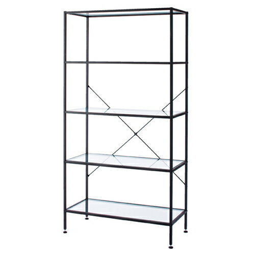 スリムガラスラック 5段ブラック 61-105-4-3 【店舗什器 シェルフ・ラック ガラス製什器 スリムガラスラック】店舗什器 ディスプレー マネキン 装飾品 販促用品 ハンガー ラッピング】【厨房館】 [2]