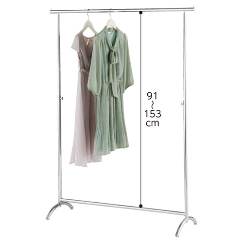 シングルハンガークローム アールタイプW120cmタイプ ハンガーラック サイズ:W125×D40×H115〜175cm 材質:スチール製 シルバー 耐荷重:30kg 61-95-6-2 【店舗什器 ハンガーラック シングルハンガーラック クロームメッキ ハンガーラック アールタイプ】【厨房館】