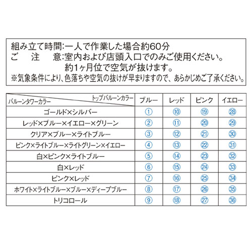 バルーンタワーセット ブルー ホワイト×ライトブルー×ブルー×ディープブルー【販促用品 ポスター POP ディスプレー 店舗備品】【厨房館】