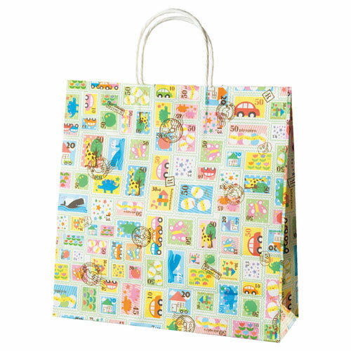 【まとめ買い10個セット品】プチスタンプ 手提げ紙袋 32×11×33 50枚 61-261-6-2 【店舗備品 包装紙 ラッピング 袋 ディスプレー店舗】【厨...