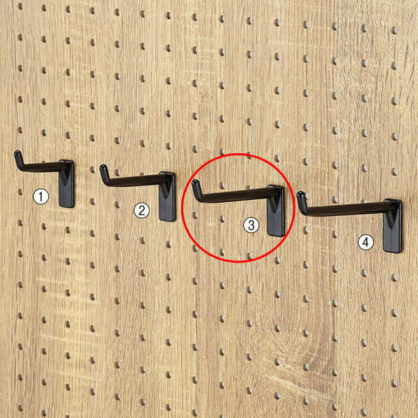 有孔パネル用樹脂製シングルフックブラック8cm 10本組 61-653-96-3 【厨房館】