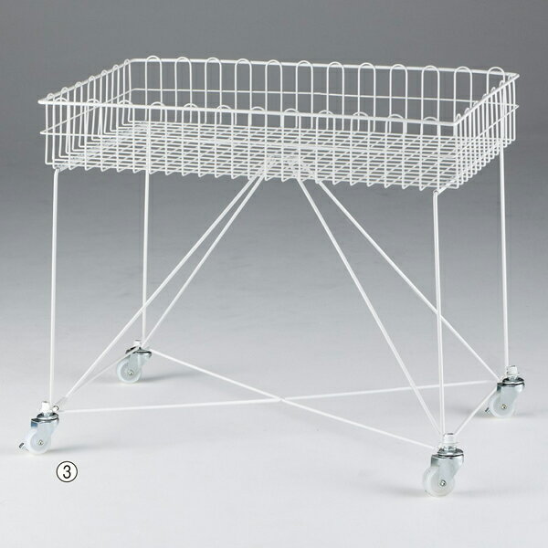 バスケットワゴン W75 白 脚部強化 新仕様 61-653-58-3 【厨房館】