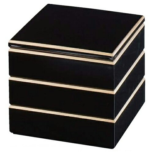 業務用重厚型 タイヤ重 黒渕金 6.5寸 3段【お重 重箱 おせち 正月】【厨房館】