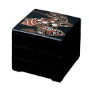 6.5寸彩重 黒 流扇面 3段【お重 重箱 おせち 正月】【厨房館】