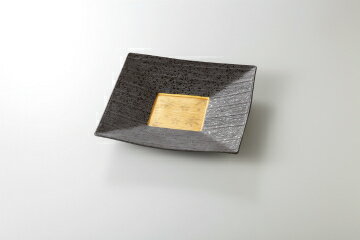 Metallic - 和食器 金彩春秋黒 線彫角8.0皿 37K170-12 まごころ第37集 【キャンセル/返品不可】【厨房館】