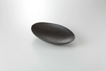 椭圆盘 - 和食器 黒呉須吹 楕円鉢 37K236-12 まごころ第37集 【キャンセル/返品不可】【厨房館】