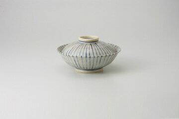 和食器 藍千筋 蓋向 37K284-15 まごころ第37集 【キャンセル/返品不可】【厨房館】