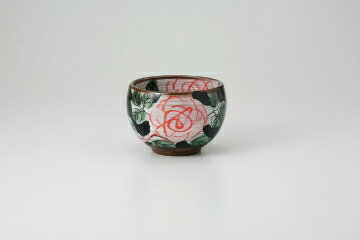 和食器 黒濃赤バラ 丸碗 37K116-15 まごころ第37集 【キャンセル/返品不可】【厨房館】